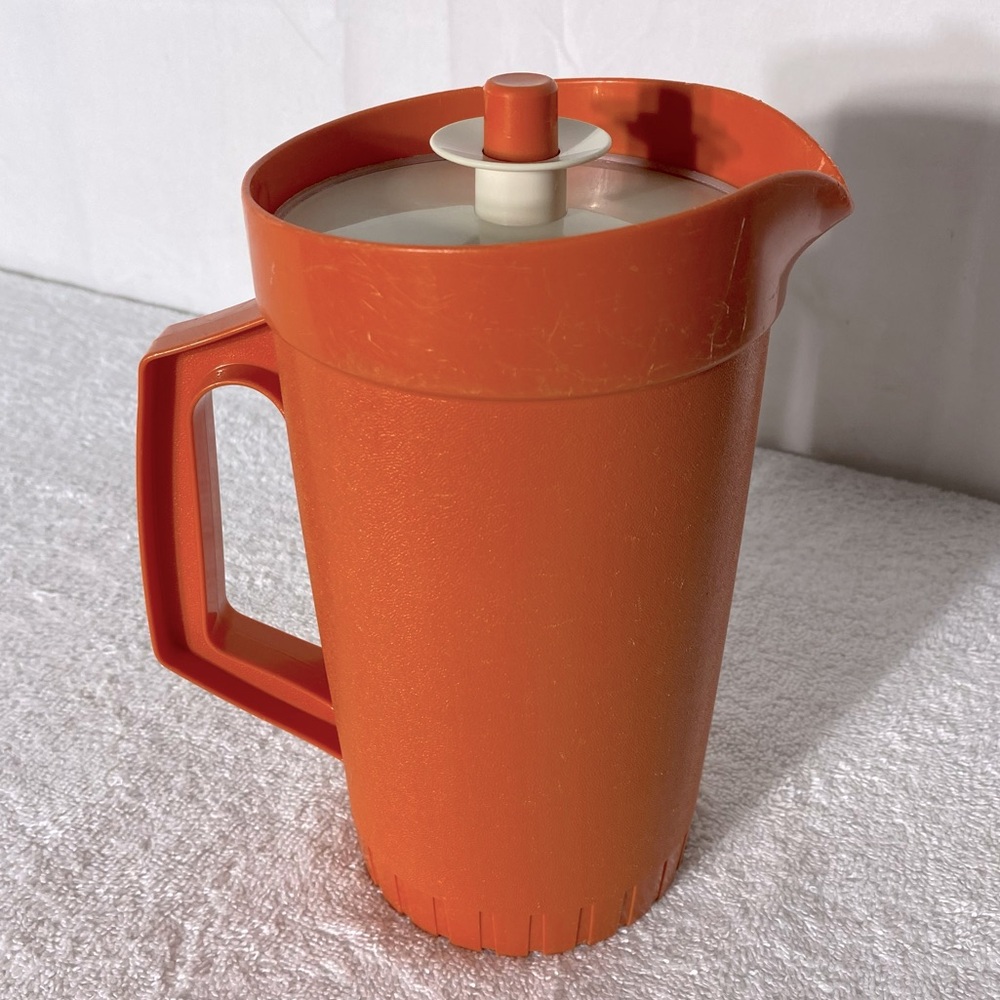 Vintage Tupperware Orange Go Between Pitcher with Lid Cottagecore Grannycore MCM